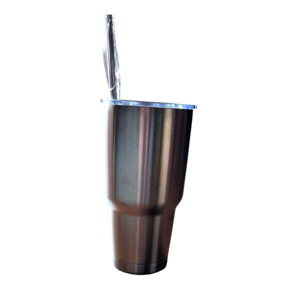 New/Unused Stainless Steel Tumbler with Lid, Straw And Straw Brush - Picture 1 of 2